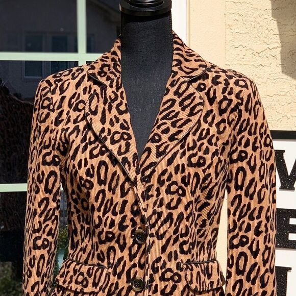 MAURICE Sassoon Corduroy Animal‎ Print Apparel Jacket - Picture 2 of 13
